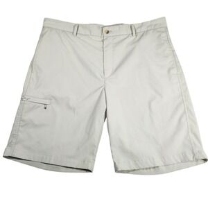 Greg Norman Mens Shark Logo Performance Golf Shorts Beige Stone Size 38 Stretch